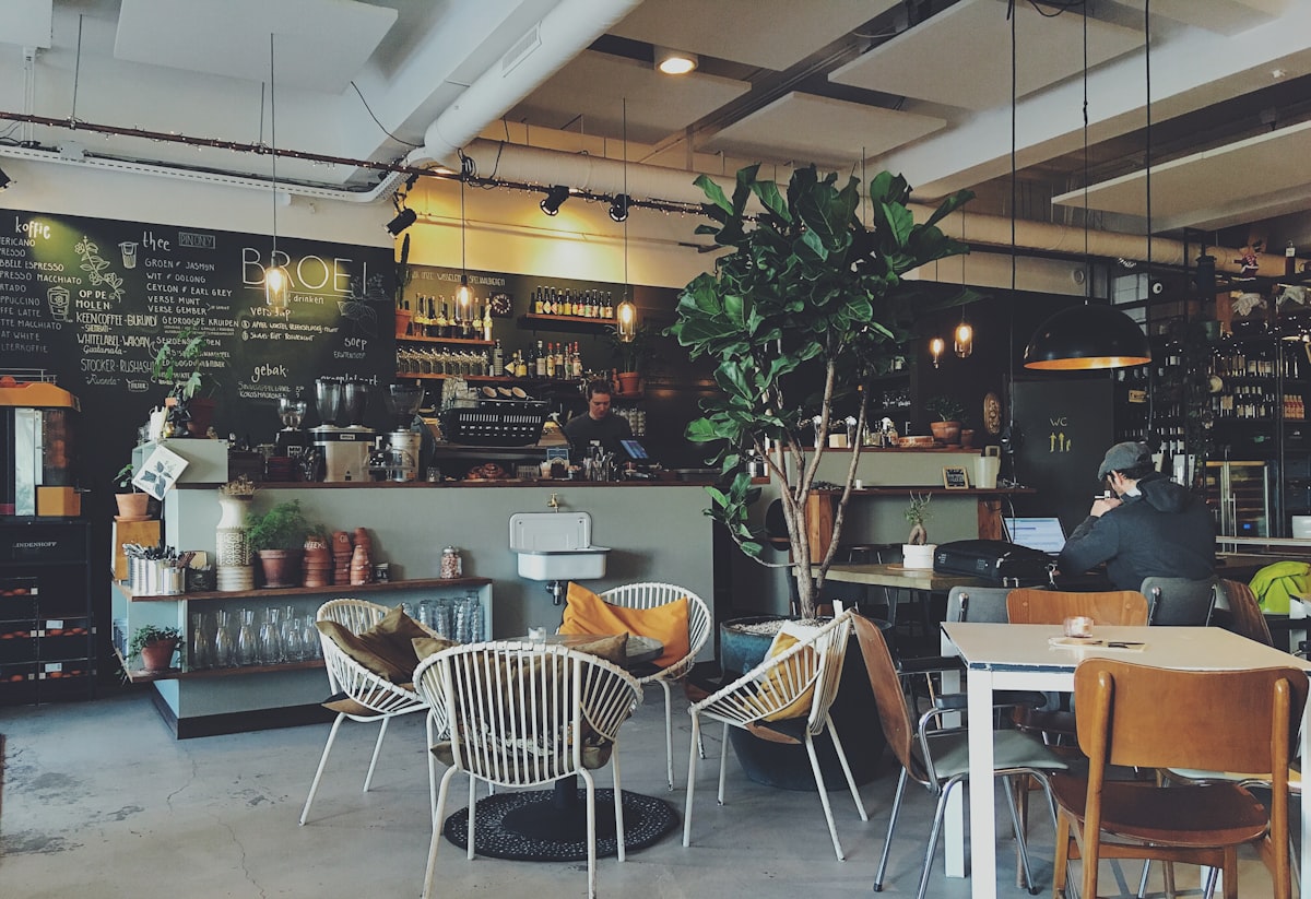 A busy cafe interior